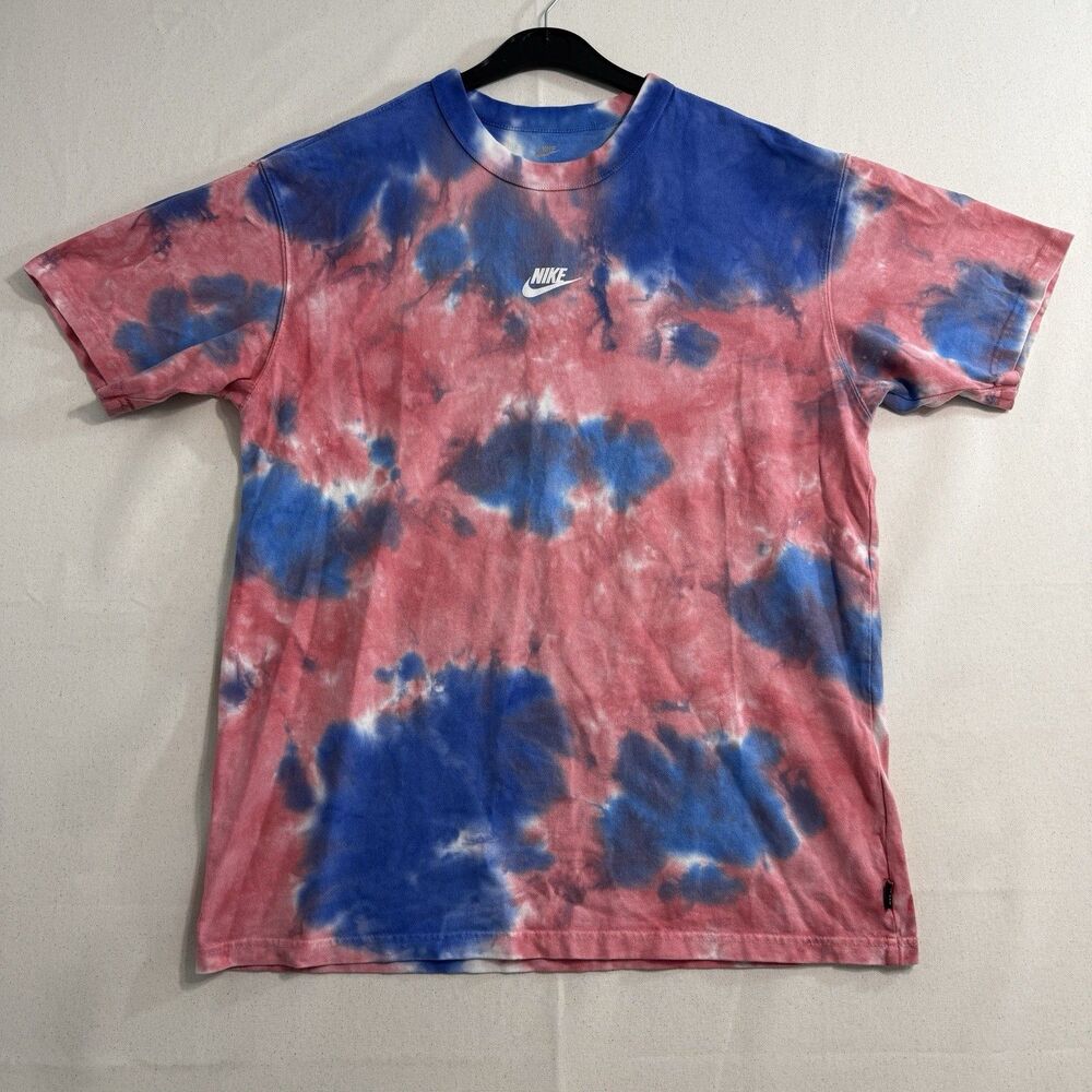 Nike Sportswear Men's Tie Dye Shirt Small Loose Fit Pink Blue White Heavyweight